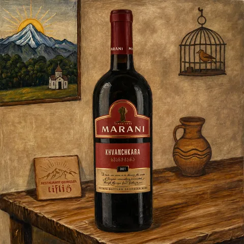 Nature morte peinte : pain, cruche de vin et cage à oiseau sur fond d'or sombre